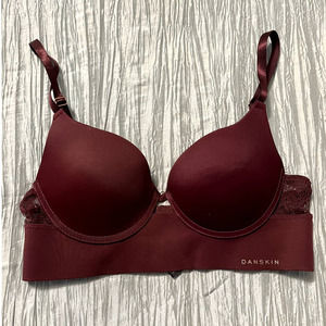 Danskin Burgundy Mulberry Maroon Red Longline Padded Demi Bra - 34B